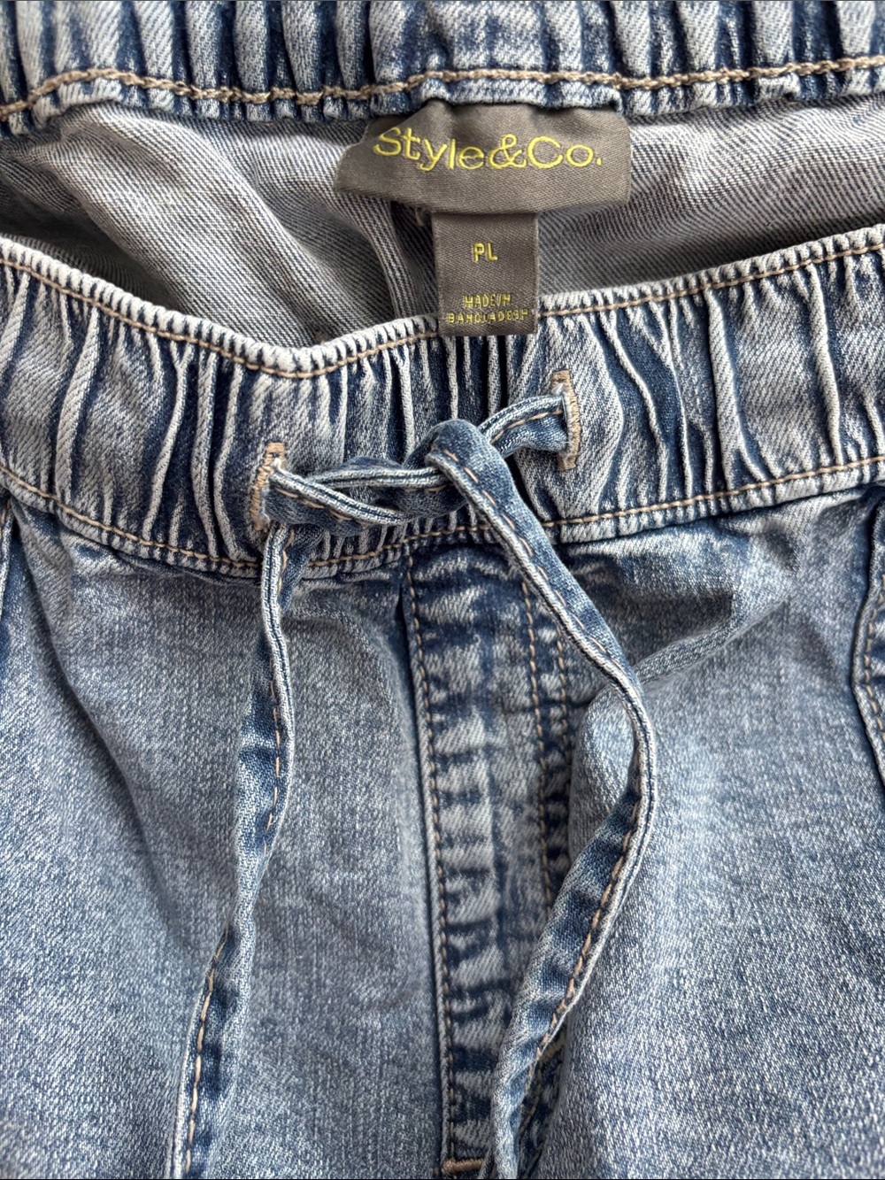 Style & Co. Light Blue Denim Boyfriend Drawstring Jeans